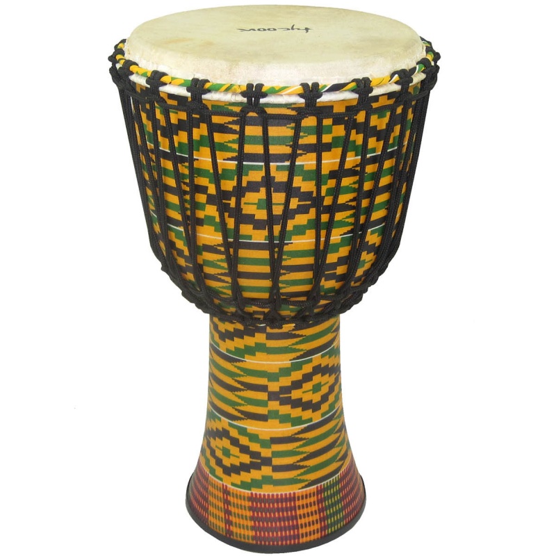 Tycoon 10" Fiberglass Djembe Rope Tuned Kente Finish