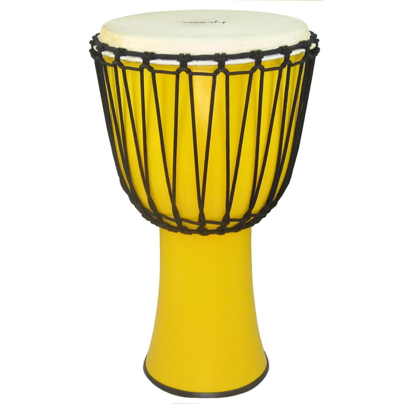 Tycoon 12" Fiberglass Djembe Rope Tuned Yellow Finish