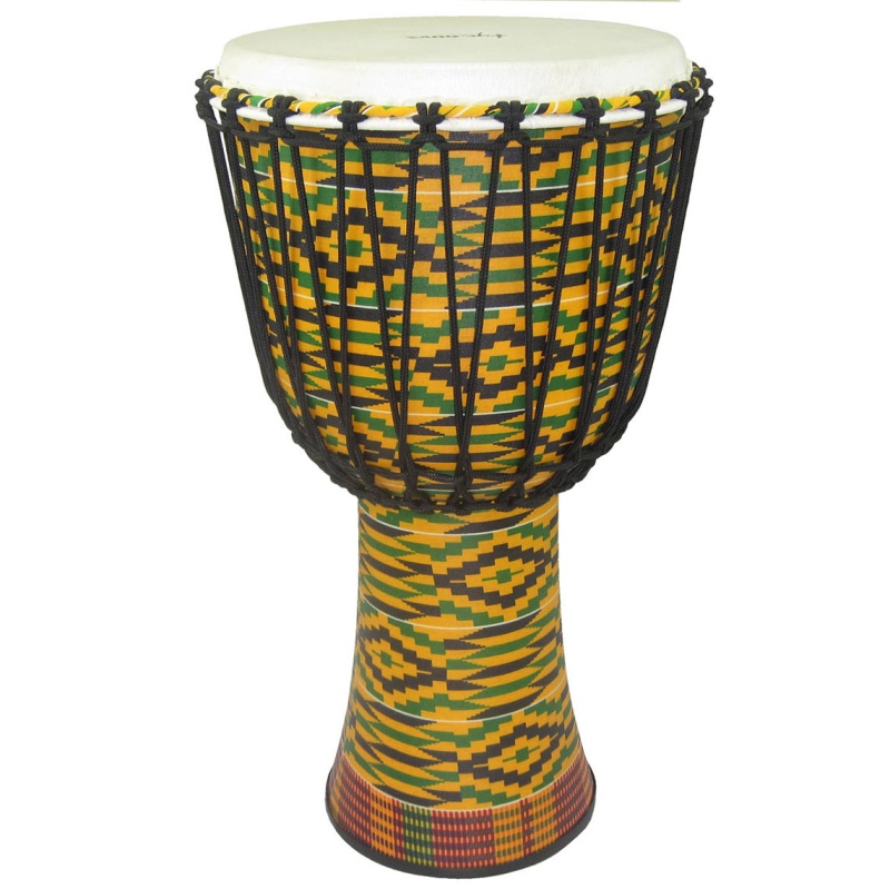Tycoon 12" Fiberglass Djembe Rope Tuned Kente Finish