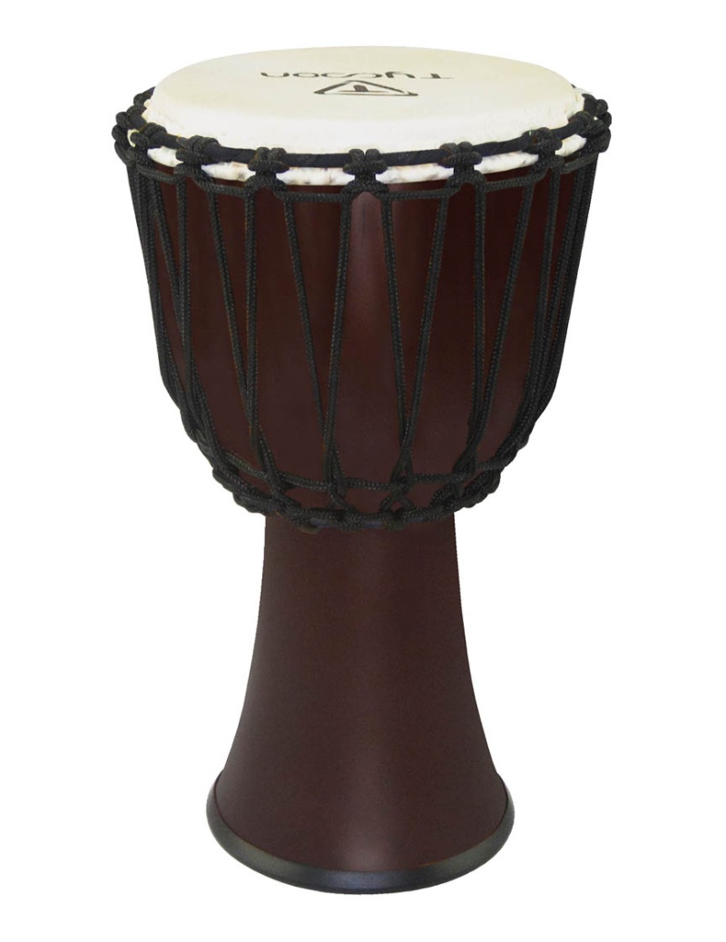 Tycoon Percussion Fiberglass Djembe Rope Tuned Dark Brown Finish, 8"