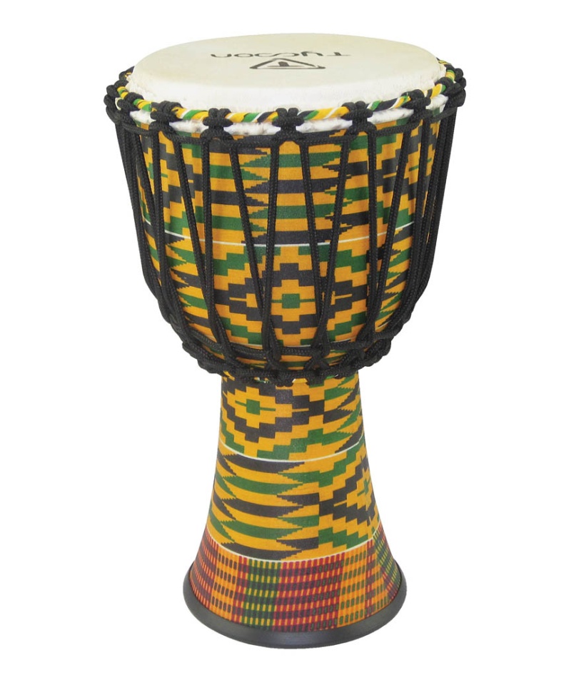 Tycoon Percussion Fiberglass Djembe Rope Tuned Kente Finish, 8"