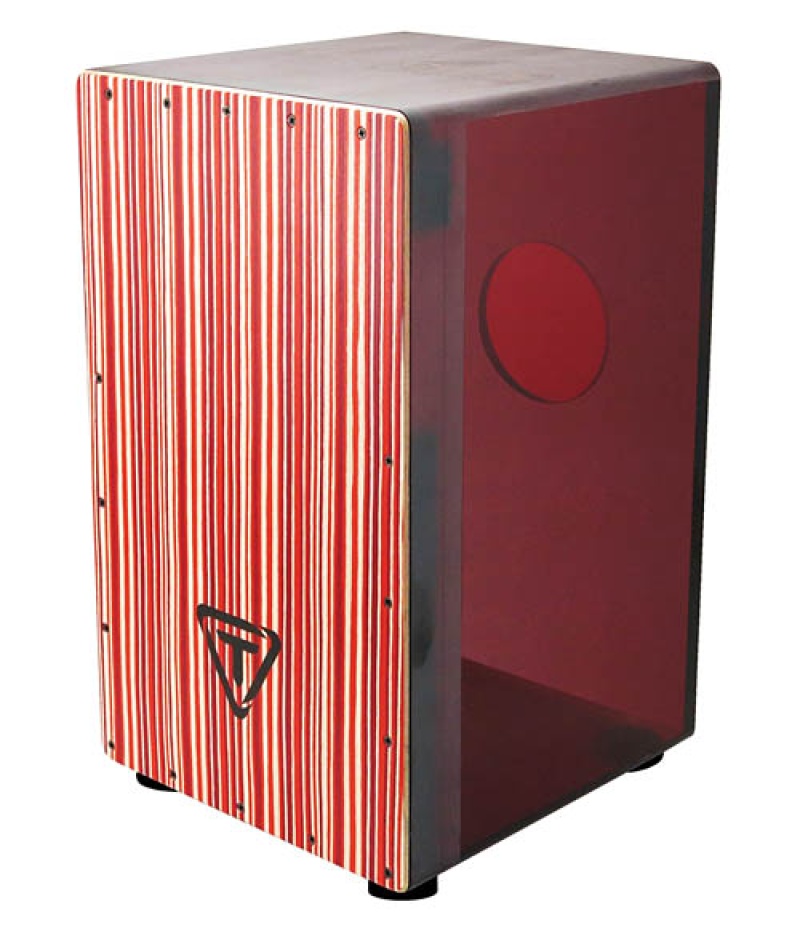 Tycoon Red Acrylic Cajon, Black Makah Burl Front Plate