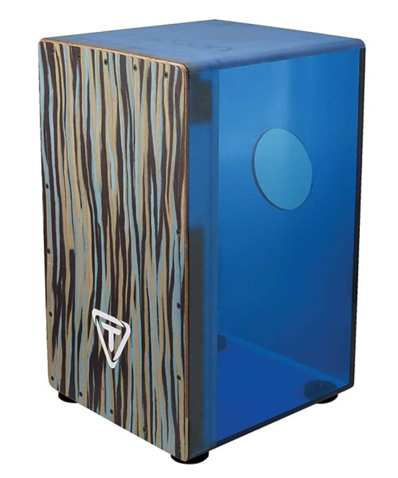 Tycoon 29 Series Royal Blue Acrylic Cajon Black Makah Burl Front Plate