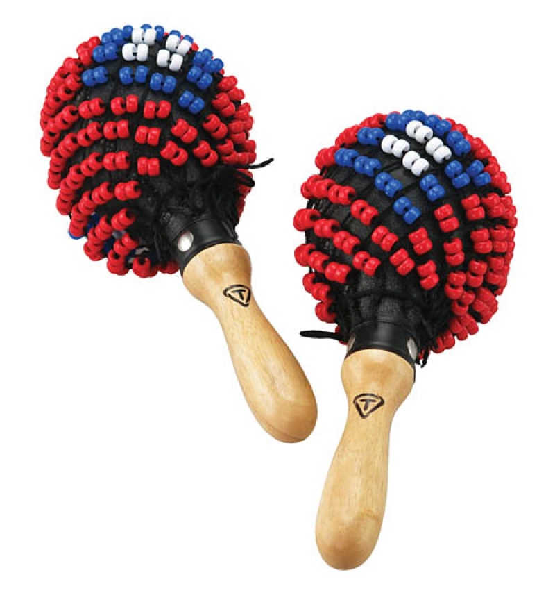 Tycoon Beaded Plastic Maracas W/ Wooden Handle, Black