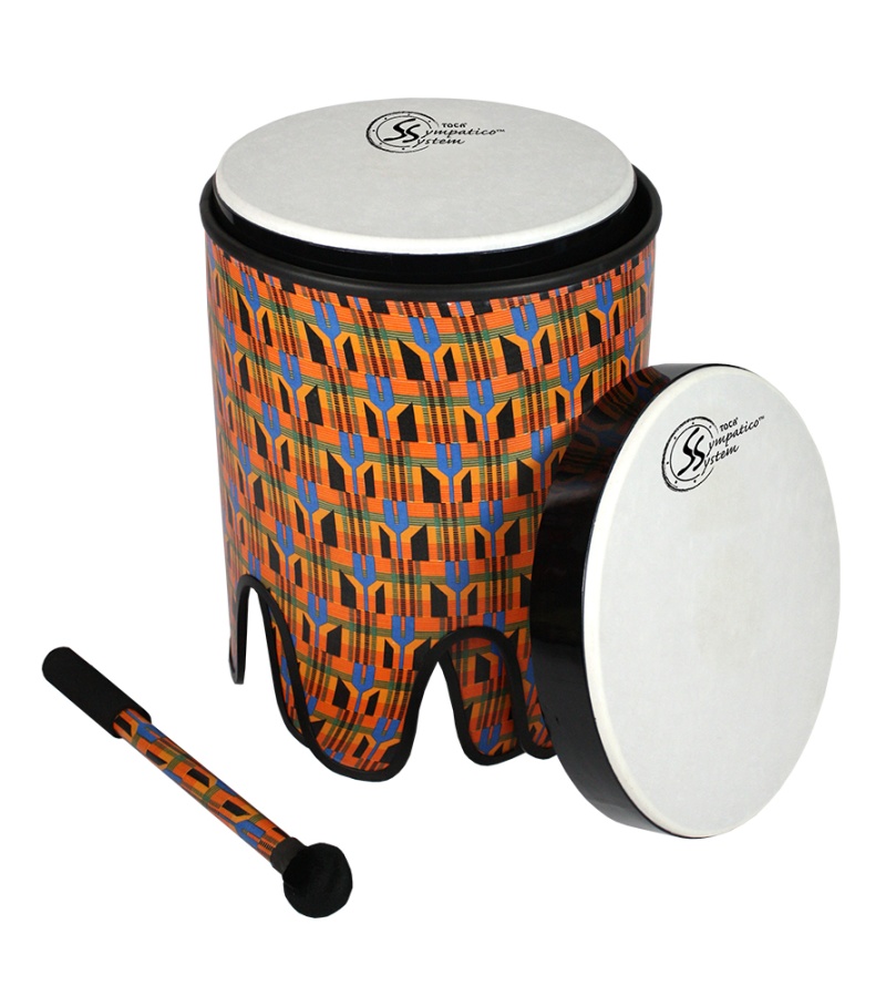 Toca Sympatico Nesting Tom-Toms Set Of 3 - 12"/14"/16", Kente Cloth Pretuned Fiber W/ Dot