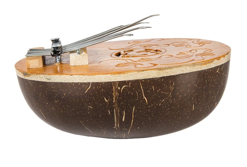 Thumb Piano Gecko Kalimba, Coconut Shell W/ Egg Shakers