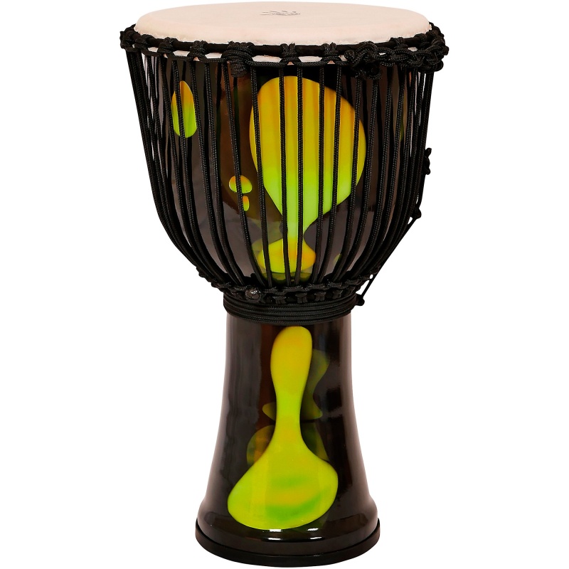 Lava Lamp Djembe, Green, 10" Head X 18" Tall