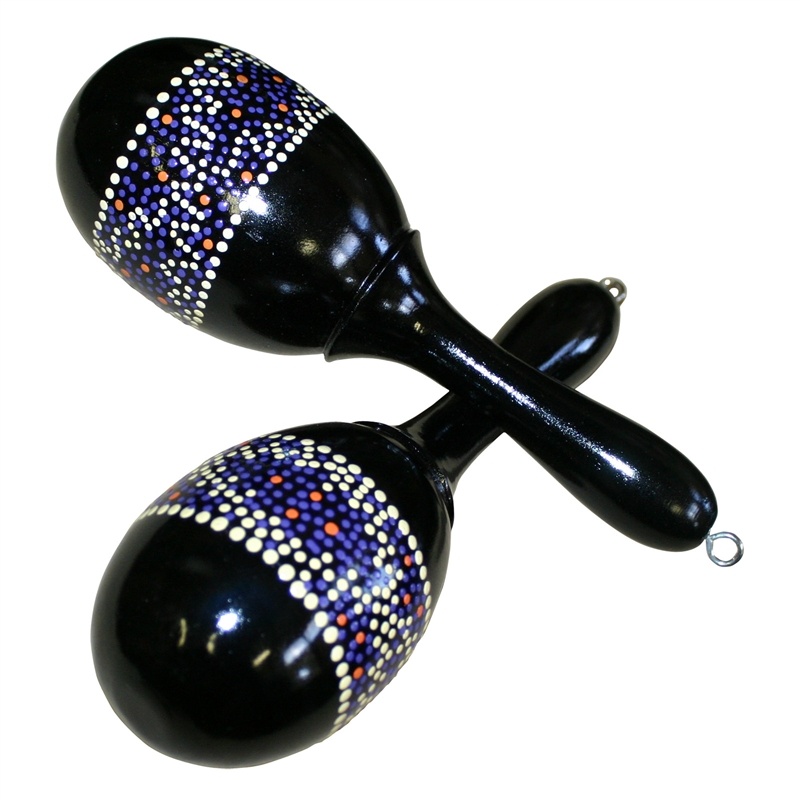 Hand Painted Wooden Maracas, Pair